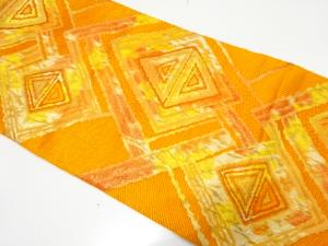 菱模様織り出し　名古屋帯